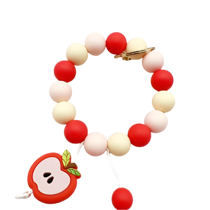 Hemasa Silicone Beaded Apple Keychain, Cute Fruit Design Key Ring, Anti-Lost Bag & Car Key Holder, Perfect For Friends