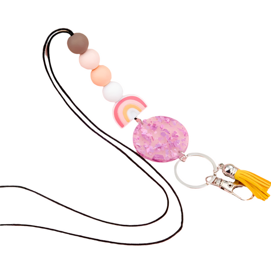 Colorful Glitter Beaded Lanyard With Breakaway Clasp - Perfect For Teachers, Nurses & Office Staff - Includes Id Badge Holder & Keyring