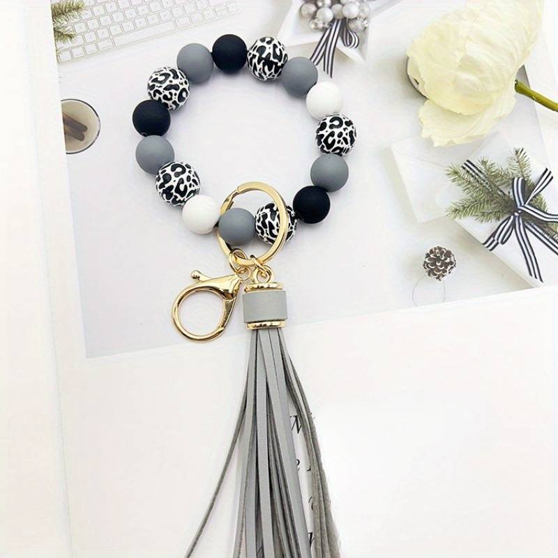 Silicone Beads Bangle Key Chain with Tassels