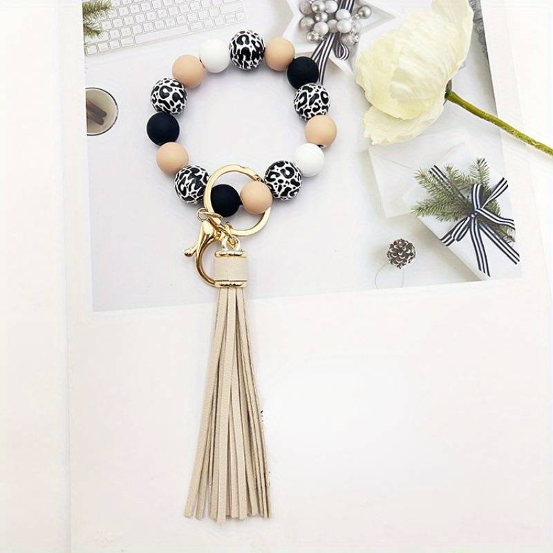 Silicone Beads Bangle Key Chain with Tassels