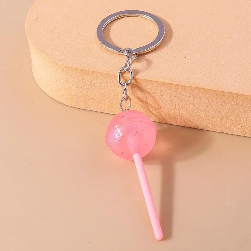 Resin Lollipop Keychain, Cute 3D Food Simulation Keyring For Women, Car, Bag, And Holiday Decoration