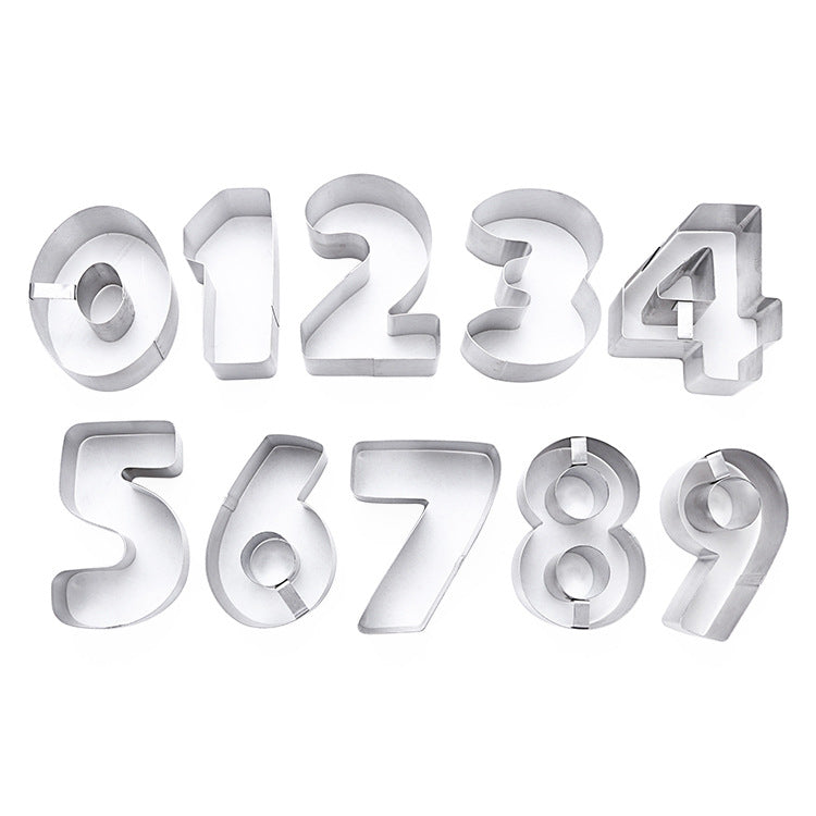 10 px Digital Biscuit mould baking set stainless steel oversized digital biscuit mould cake compression mould cutting mould