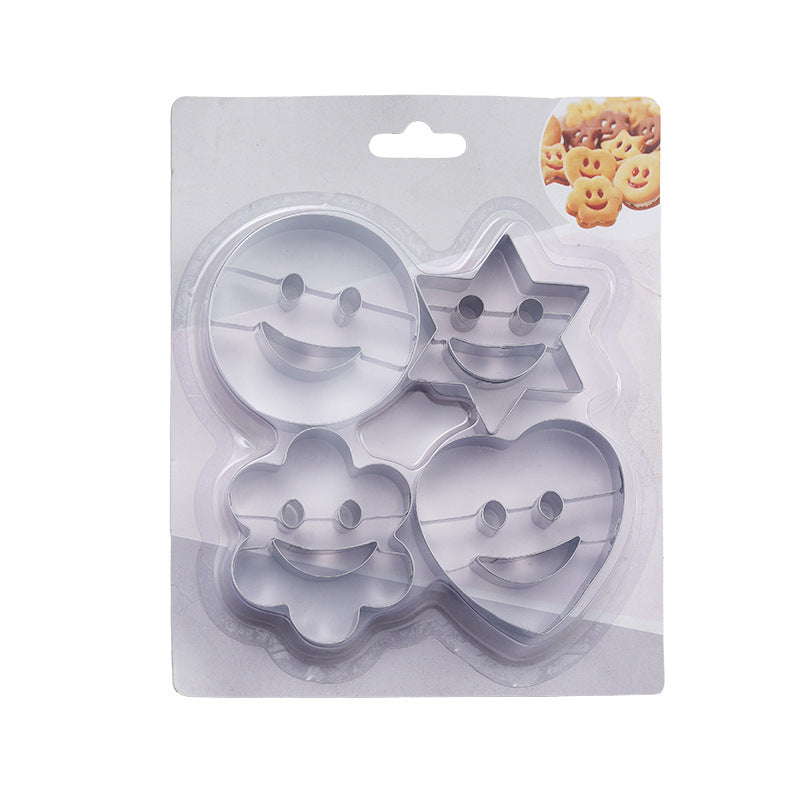 4-piece stainless steel cookie mold cake mold cookie smile cookie mold