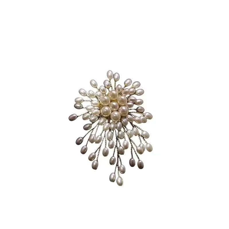 Japanese and Korean Fashion Pearl Flower Brooch Brooch Pin Silk Scarf Shawl Buckle Women's Suit Elegant Exquisite Coat Accessories