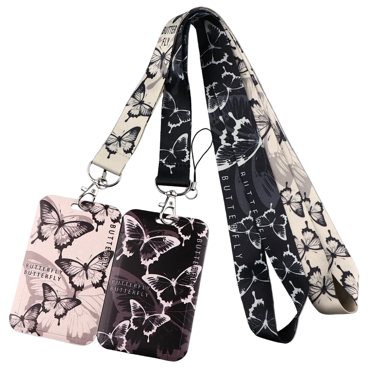 New Retro High-grade Butterfly Lanyard Card Set Ribbon Student Daily Simple Hanging Combination Work Card Mobile Phone