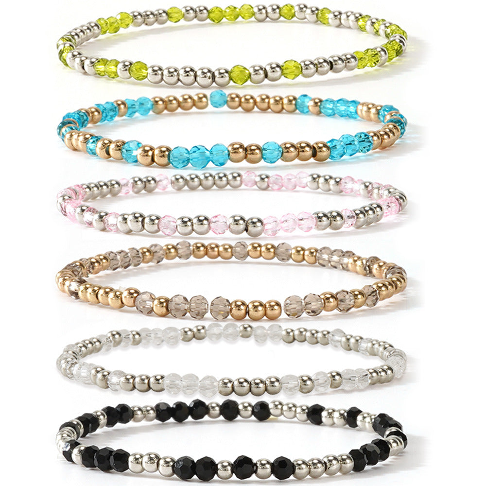 Cross-border Hot Crystal Bracelet Couple Fashion New Bracelet European and American Handmade Beaded Fashion High-end Sense Bracelet