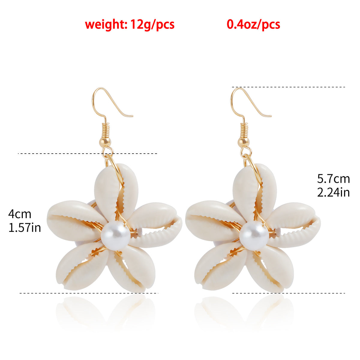 Cross-border Summer Southeast Asia Hand-woven Shell Flower Pendant Earrings Personalized Ancient Town Style Beach Earrings for Women