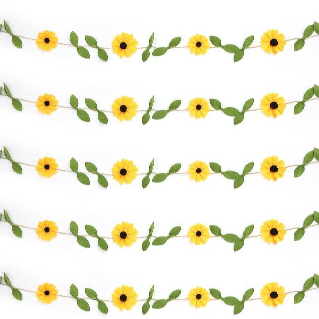 Daisy Felt Garland Bohemian Theme Happy Birthday Party Decoration Felt Flag Garland