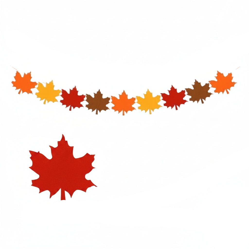 Fall Felt Wreath Maple Leaf Hanging Banner Suitable for Fall Thanksgiving Party Supplies Decoration Ornaments