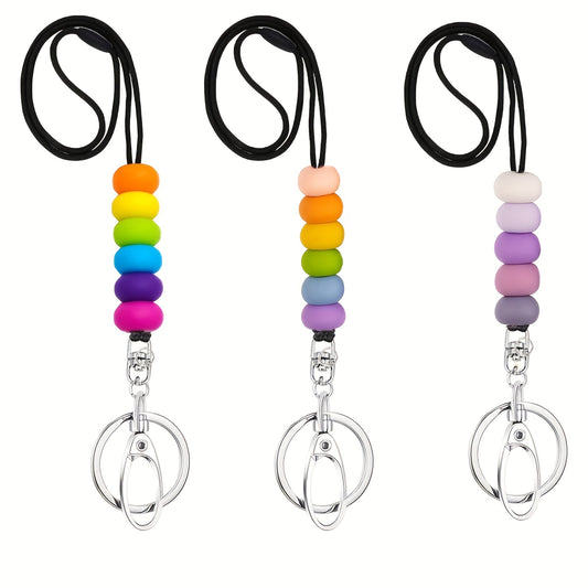 Hemasa 1pc Teacher Lanyard For Id Badges, Keys, Keychain, Cute Silicone Beaded Lanyard For Women/ Nurse/ Employees Students