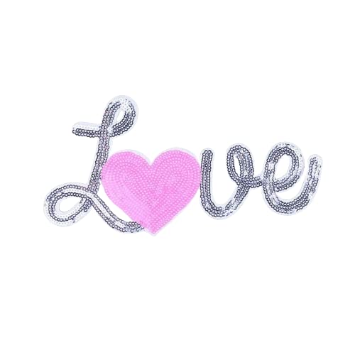 Love Patch for T-Shirt,Iron On Patch/Sequins Iron On Patch Pink