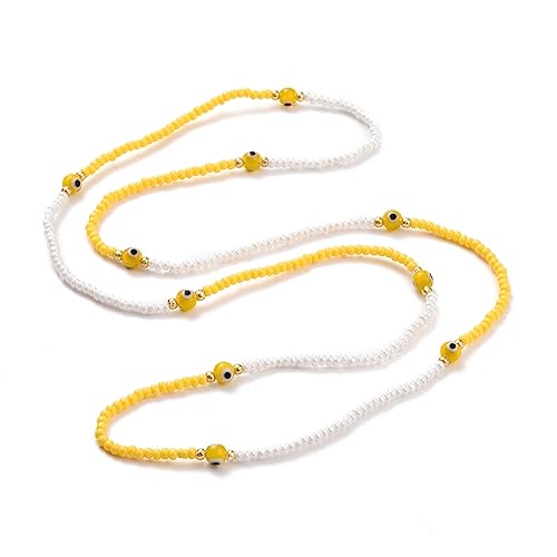 Sky Blue seed beads stretchable waist chain with Evil Eye Beads