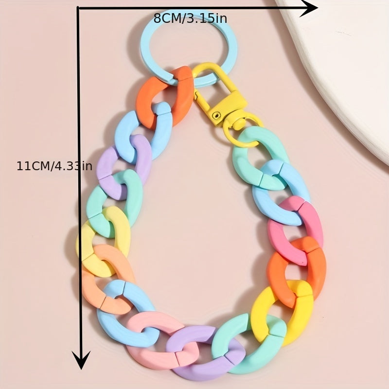 1pc Color Block Bracelet Keychain Y2K Cute Key Ring Purse Bag Backpack Car Charm Earphone Accessory Women Gift