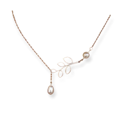 New Fashion Style Water Drop Pearl with Leave Necklace