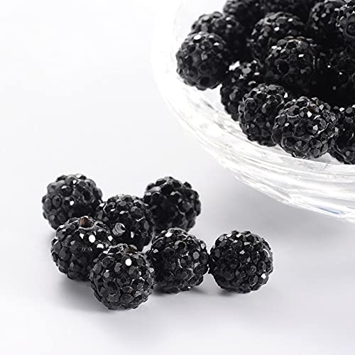 Pave Disco Ball Polymer Clay Rhinestone Beads- Black