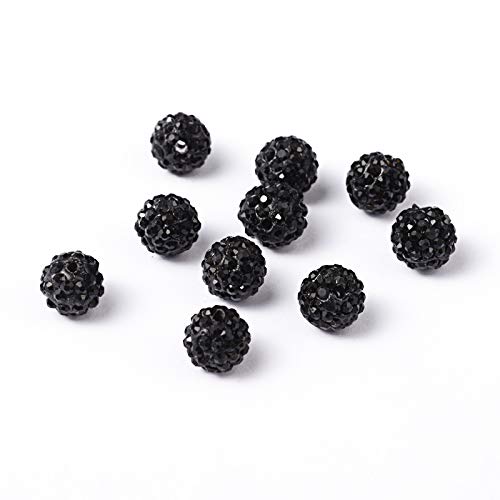 Pave Disco Ball Polymer Clay Rhinestone Beads- Black