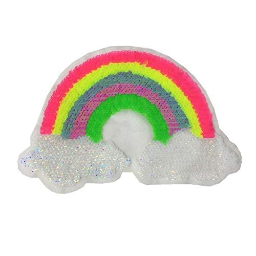 Rainbow Sequins Patch Girls Colour T Shirt (2-4 Years, Yellow)