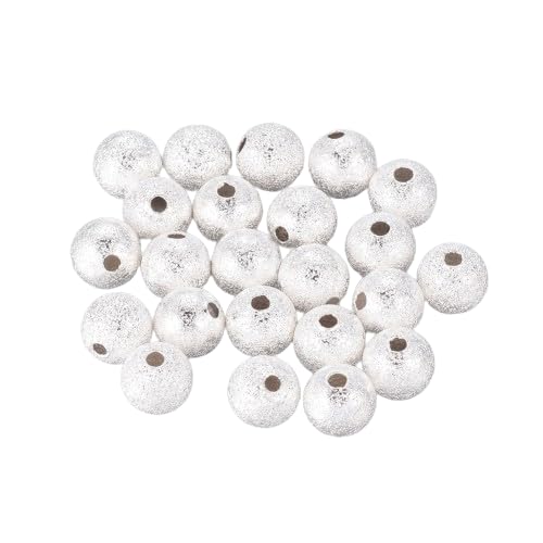 8MM Silver Color Plated Brass Textured Ball Beads