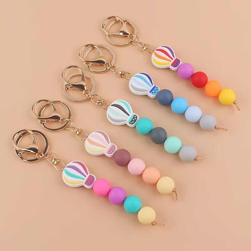 1pc Macaroon Silicone Beaded Keychain - Perfect Accessories For Keys & Bags Hanging Decoration
