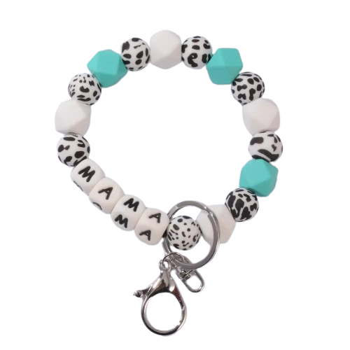 Hemasa Silicone Beads  MAMA Wristband Keychain  For Mother's Day Gift