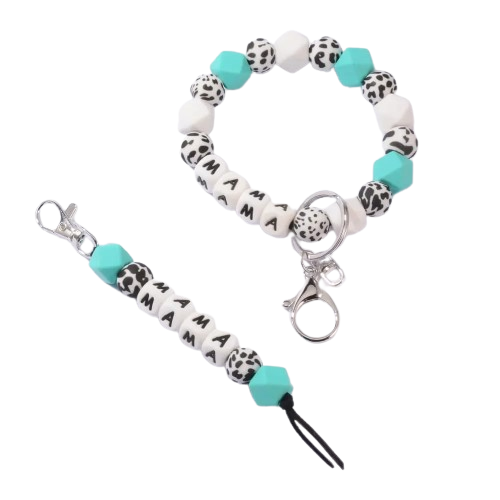 Hemasa Silicone Beads  MAMA Wristband Keychain  For Mother's Day Gift