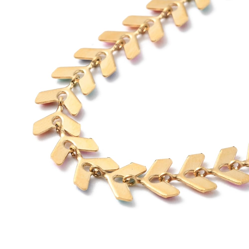 Hemasa leaf shaped Enamel Link Chains Bracelet.