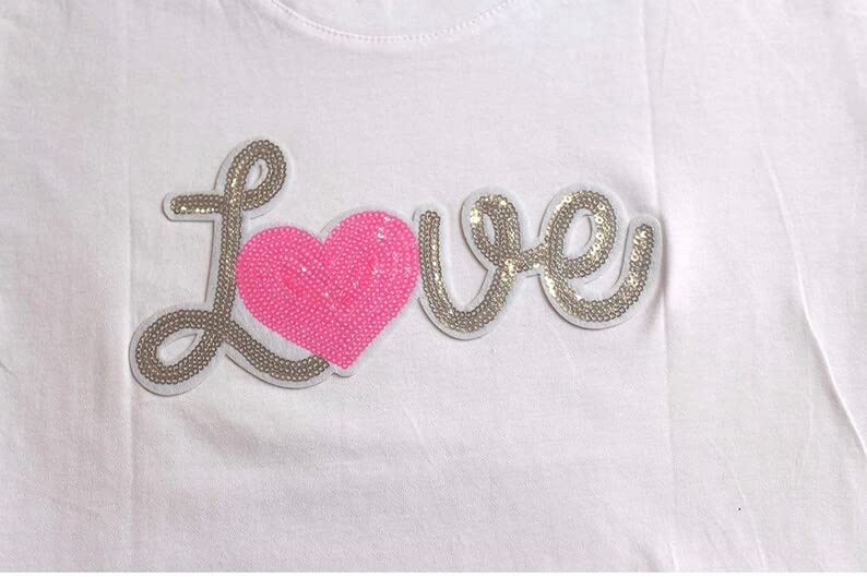 Love Patch for T-Shirt,Iron On Patch/Sequins Iron On Patch Pink