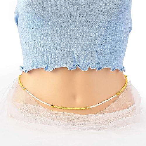 Sky Blue seed beads stretchable waist chain with Evil Eye Beads