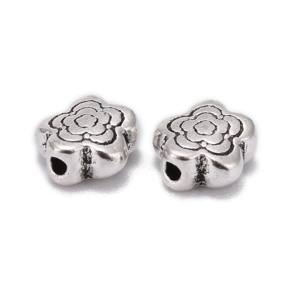 Silver Flower Shaped Alloy Beads