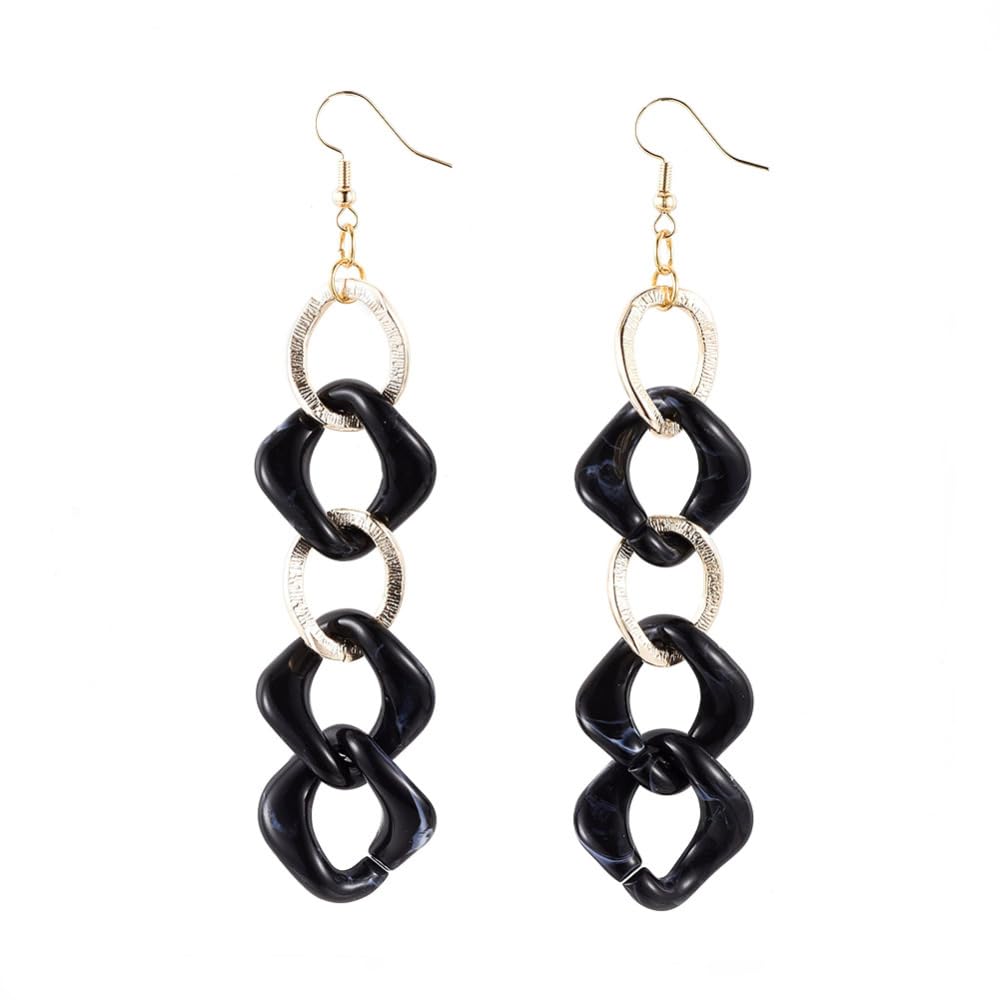 Curb Chain Dangle Earrings with Aluminum & Acrylic Linking Rings