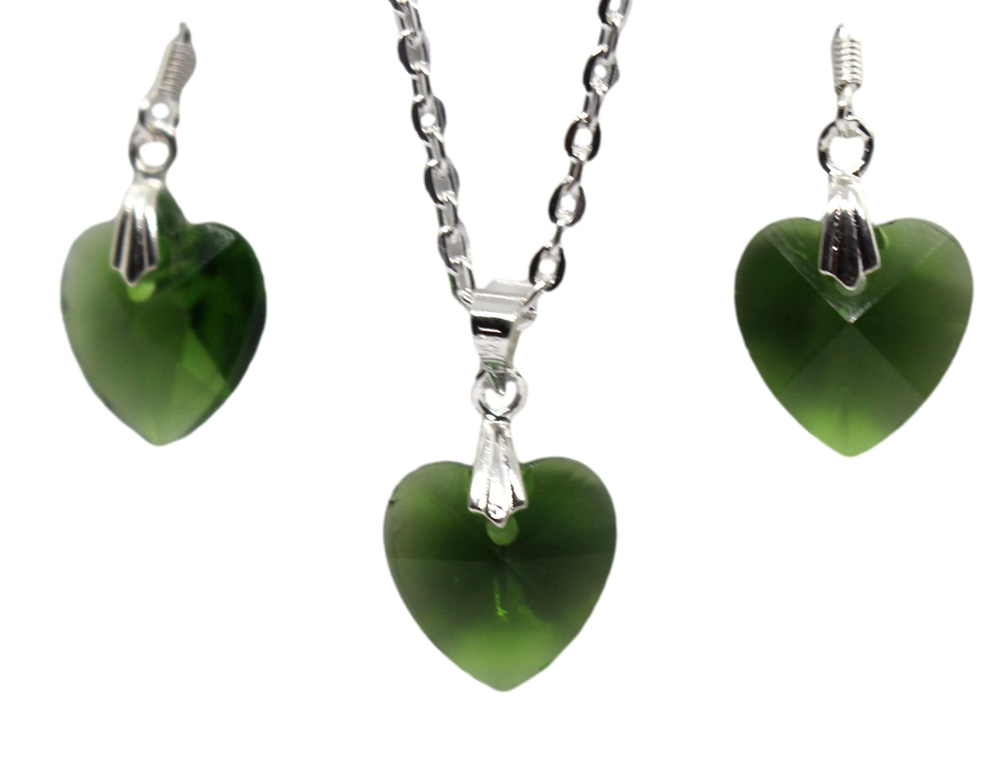 Beautiful Crystal Heart Pendant Jewellery Set (Blue)