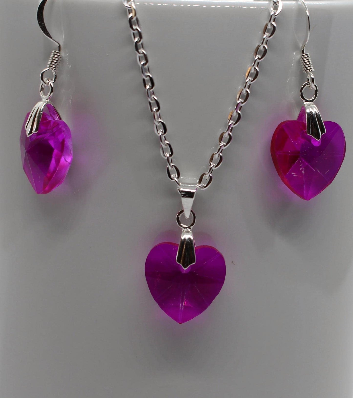 Beautiful Crystal Heart Pendant Jewellery Set (Blue)