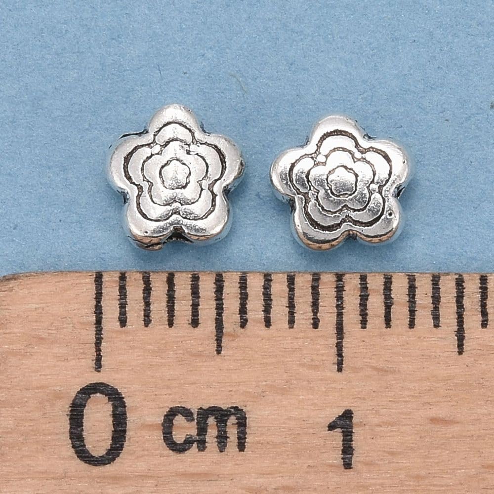 Silver Flower Shaped Alloy Beads