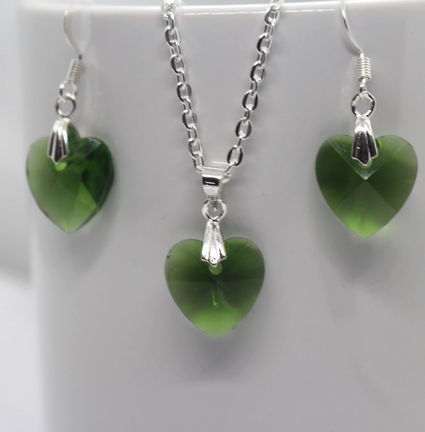 Beautiful Crystal Heart Pendant Jewellery Set (Blue)