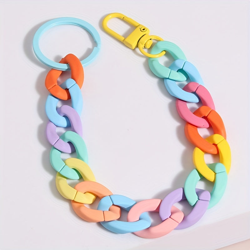 1pc Color Block Bracelet Keychain Y2K Cute Key Ring Purse Bag Backpack Car Charm Earphone Accessory Women Gift