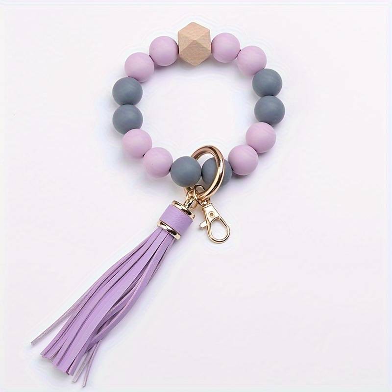 Silicone Beads with Daisy Flower Bracelet with Tassels