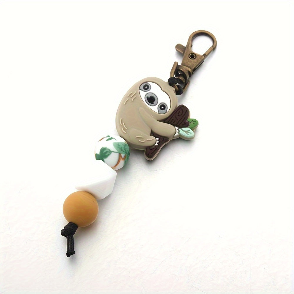 Hemasa Silicone Keychain with Beaded Tassel Keyring, DIY Key Holder Accessory Bag Decoration, Ideal Birthday Gift