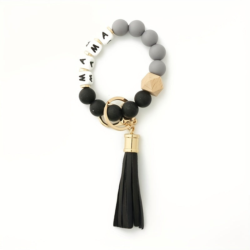 New MAMA Silicone Bead Bracelet Women's Keychain Silicone Hand String Cross-border Popular Jewelry