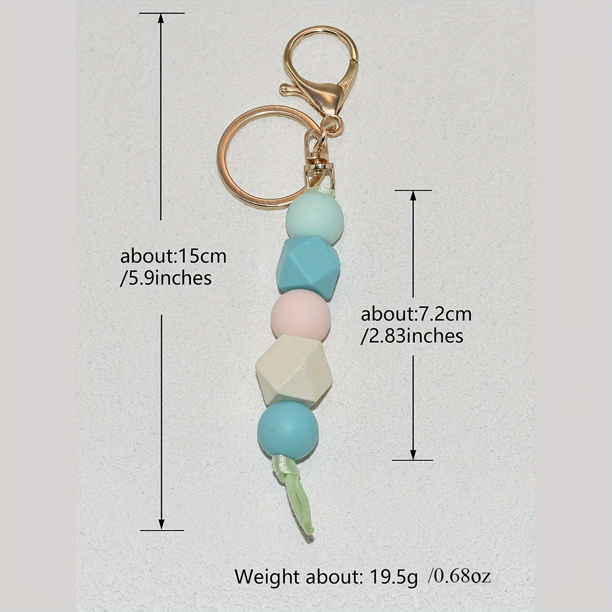 Silicone Bead Keychain for Women, Alloy Lobster Clasp Keyring, Chic Geometric Beaded Charm for Bags & Gifts, Festive Birthday Theme Single Keychain Decor Accessory - Professional Style