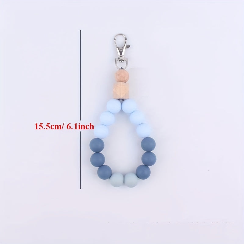 Ladies Silicone Beaded Keychain Bracelet For Women Cute Modern Car Keyring Holder Wristlet Bangle Keychains