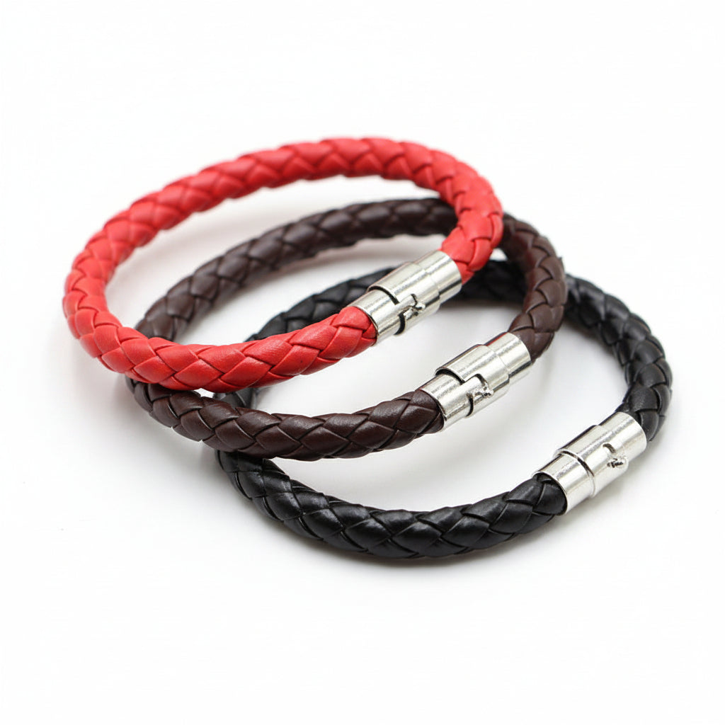 Magnetic buckle PU bracelet wish men's woven leather rope leather couple bracelet