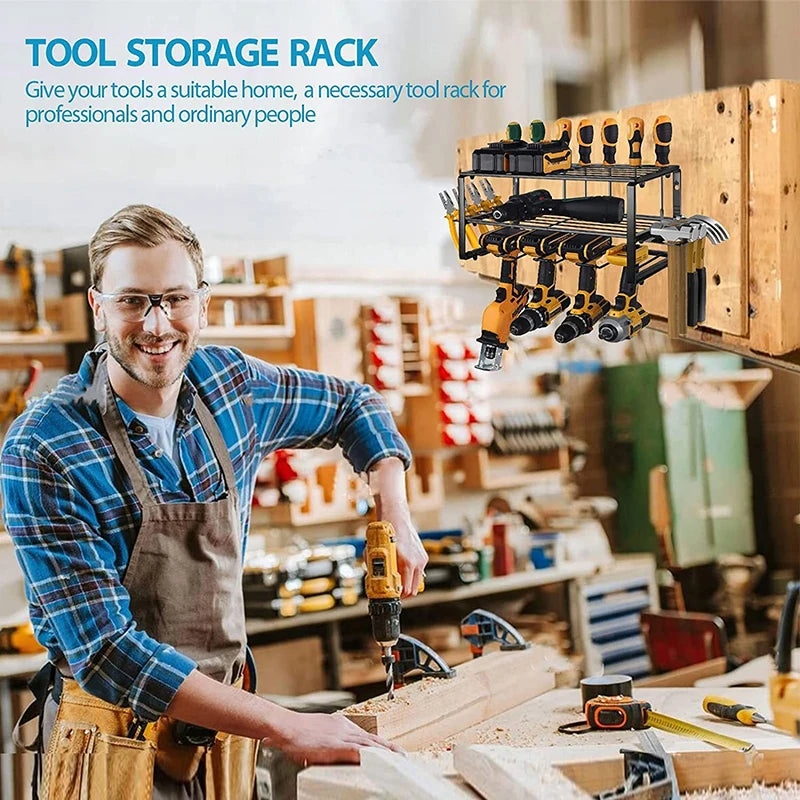 Power Tool Organizer Rack Wall Mount Hardware Tool Storage Rack Electric Drill Holder Heavy Shelf Cabinet for Workshop Garage