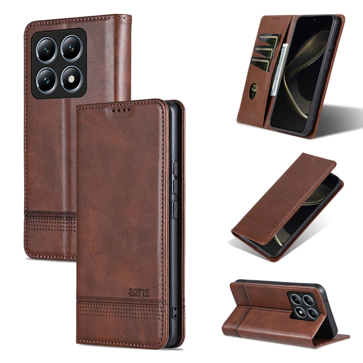 AZNS Magnetic Calf Texture Flip Leather Phone Case, For Xiaomi 15 Pro, For Xiaomi 15, For Xiaomi 14T Pro, For Xiaomi 14T