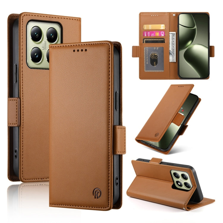 Side Buckle Magnetic Frosted Leather Phone Case, For Xiaomi 14T