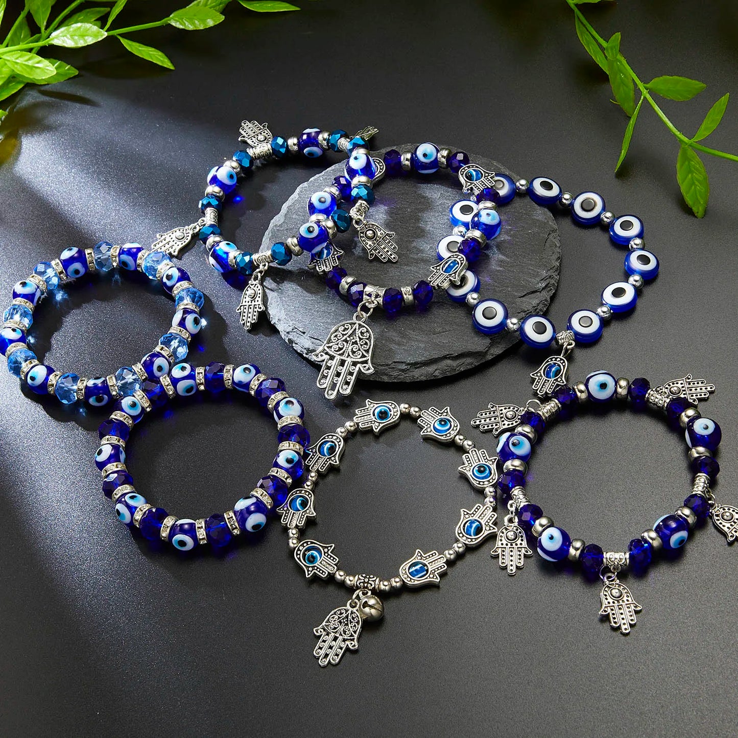 Adjustable Elastic String Evil Eye Bracelet Crystal Rhinestone Resin Beads Lucky Bracelet For Women Men Lady Couple Girl Gift