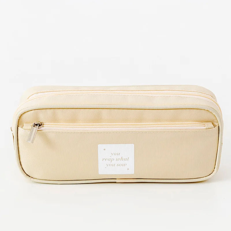 Simple Pencil Case Double Layer Large Capacity Pencilcase Kids School Supplies Pen Box Student Pouch Stationery Gift
