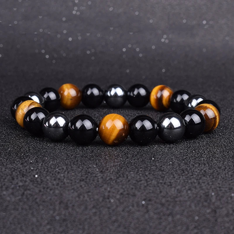 Natural Tiger Eye Hematite Bracelets Men Obsidian Magnetic Health Protection Balance Beads Bracelets Women Reiki Healing Jewelry