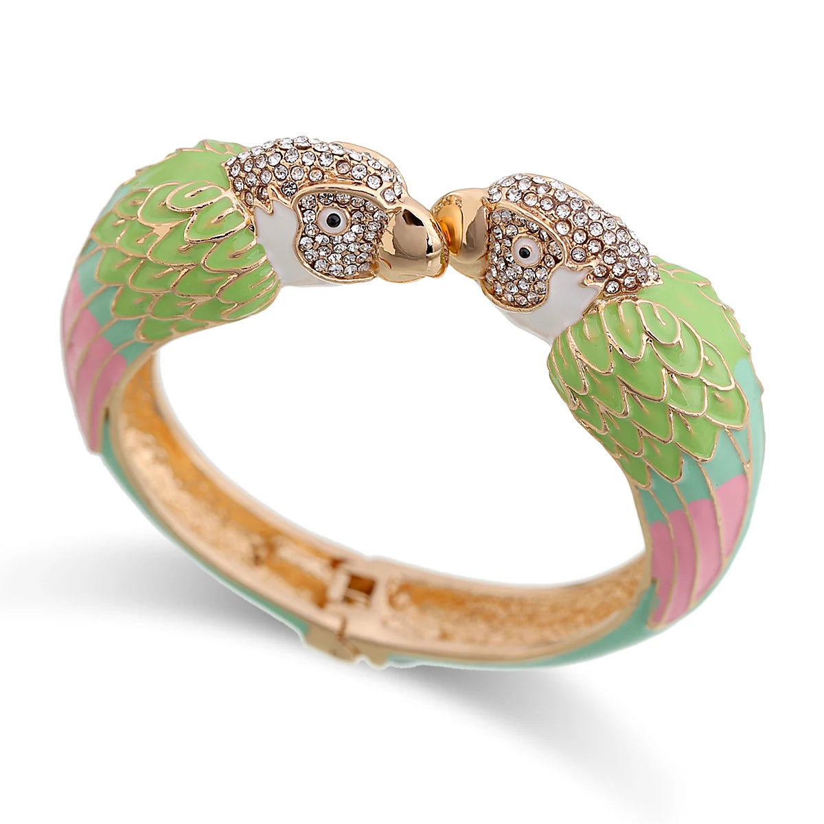 Hemasa Trendy Double Macaw Heads Enamel Cuff Bracelet/ Bangle for Women