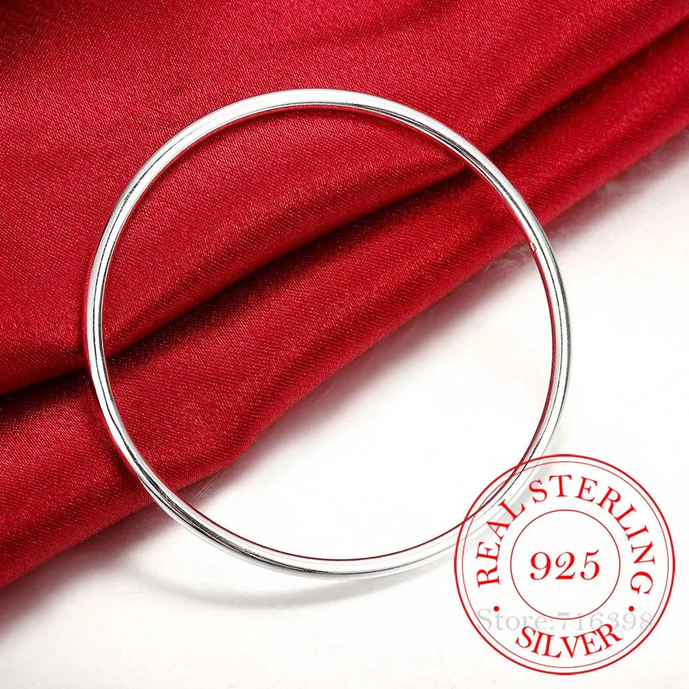 925 Sterling Solid Silver Bracelet Fashion Personality Simple Smooth Bangles For Women Wedding Engagement Jewelry