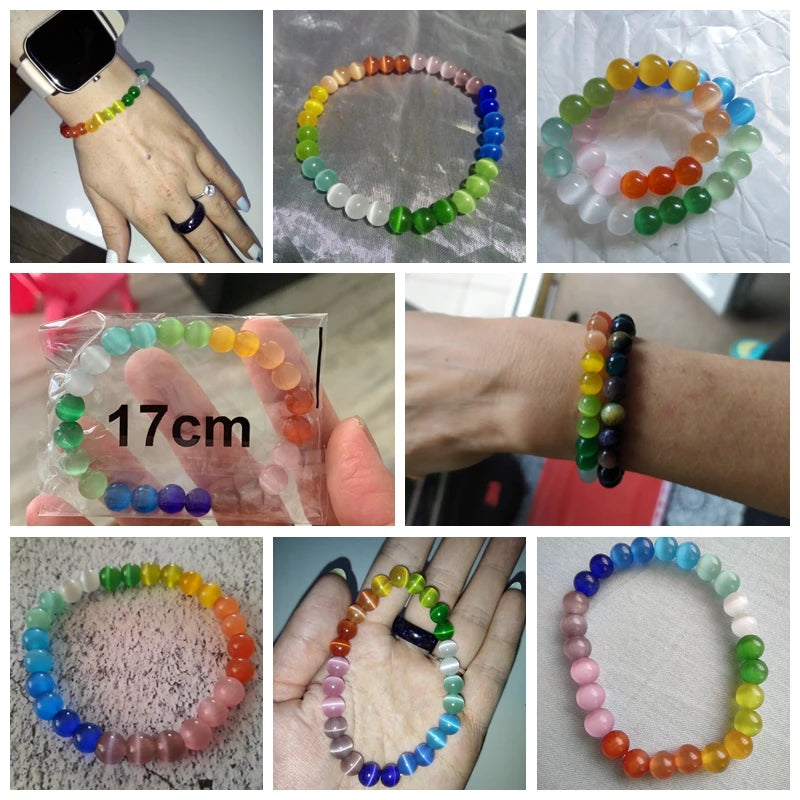 7 Chakra Bracelet Multicolor Cat Eye Bracelets Rainbow Reiki Healing Natural Stone Bracelets For Women Men Fashion Jewelry Gift
